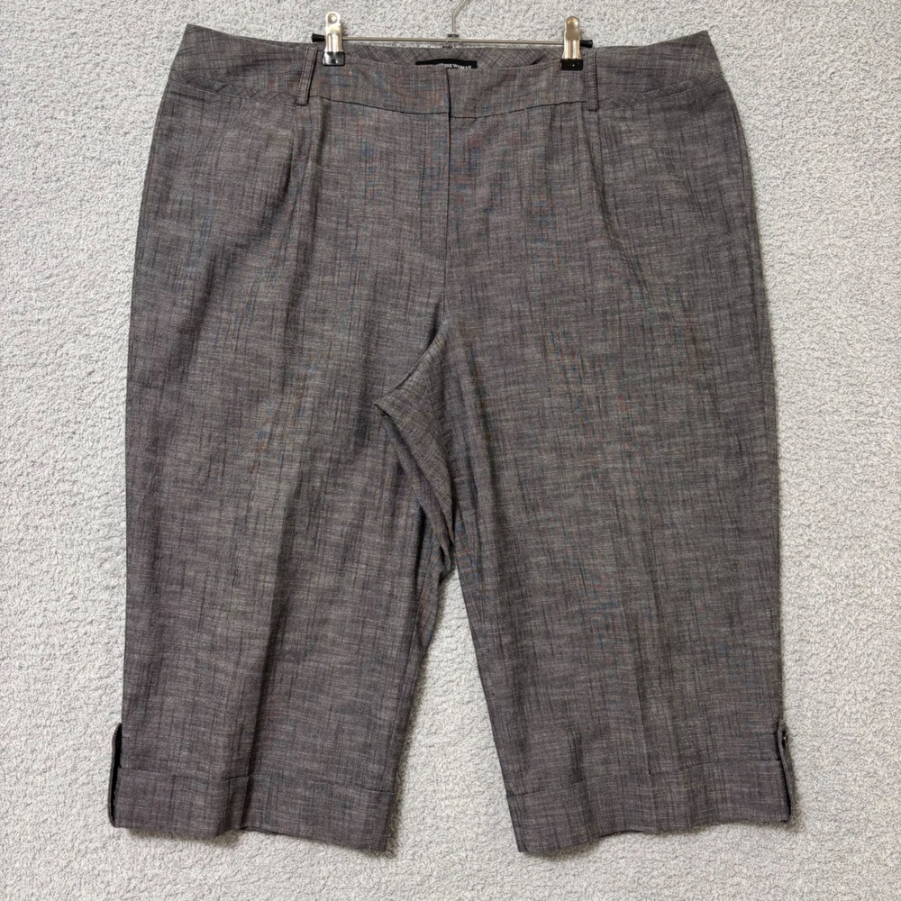 Workwear Career Cropped Pants 22W Stretch Neutral Office Casual Cuffed Trousers